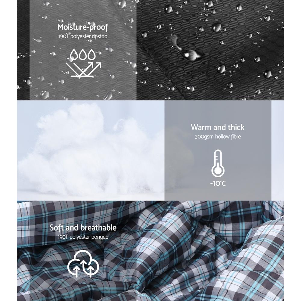 Weisshorn Sleeping Bag Double Pillow Thermal Camping Hiking Tent Grey